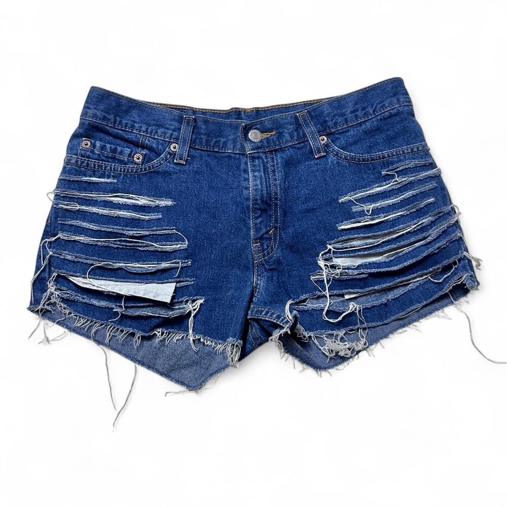 Levi’s Jeans Reworked Red Tab Cut Off Distressed Cheeky Denim 32”